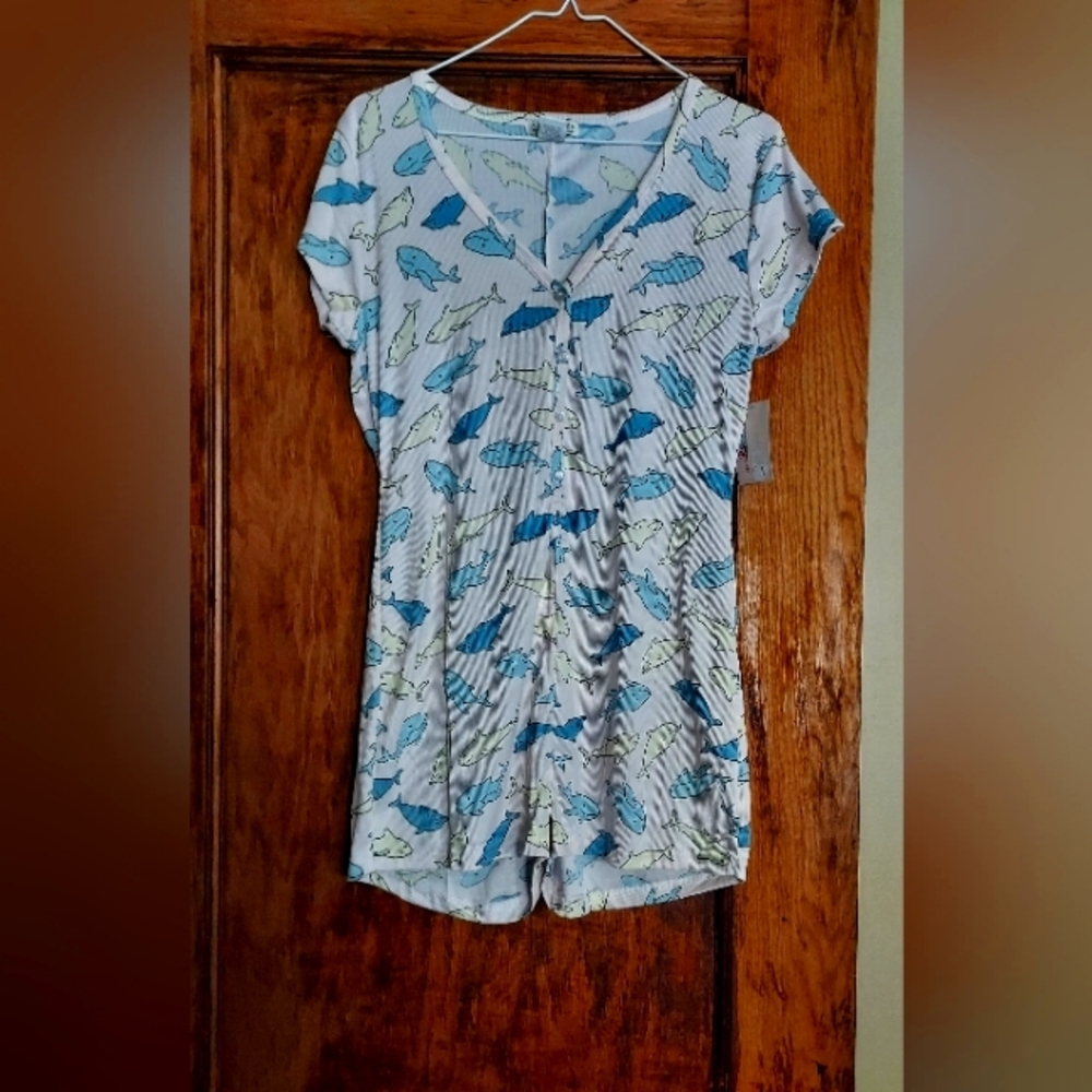 Sleep Junkie Whale Print Romper
